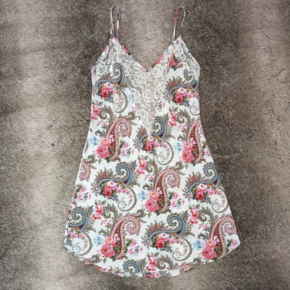 Victoria's Secret Other - Victoria's Secret Gold Label Vintage Slip Paisley Print Floral Lace Small